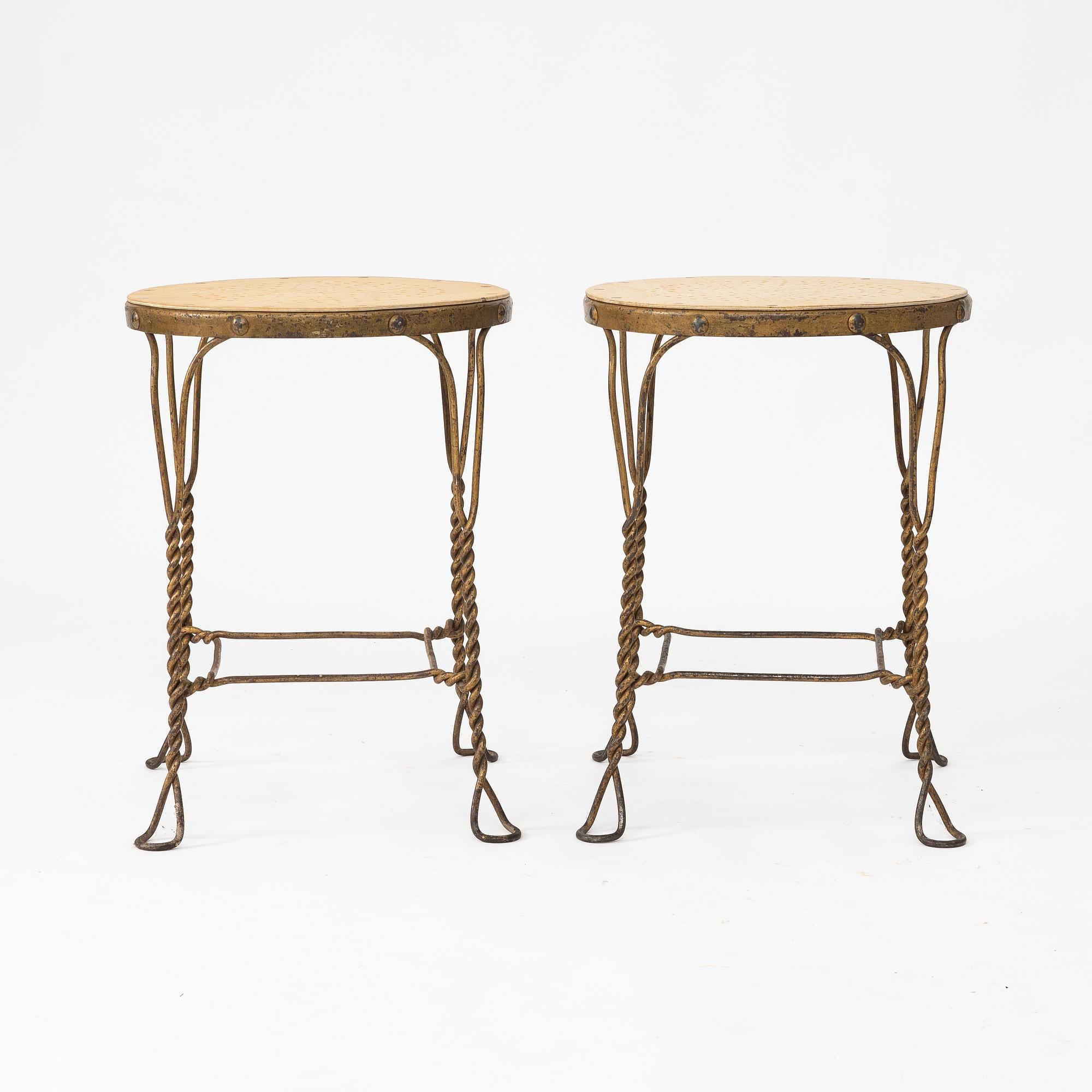 Trädgårdspallar, åtta stycken, tidigt 1900-tal.