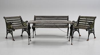 TRÄDGÅRDSMÖBLER, 4 st, gjutjärn, 1900-tal.