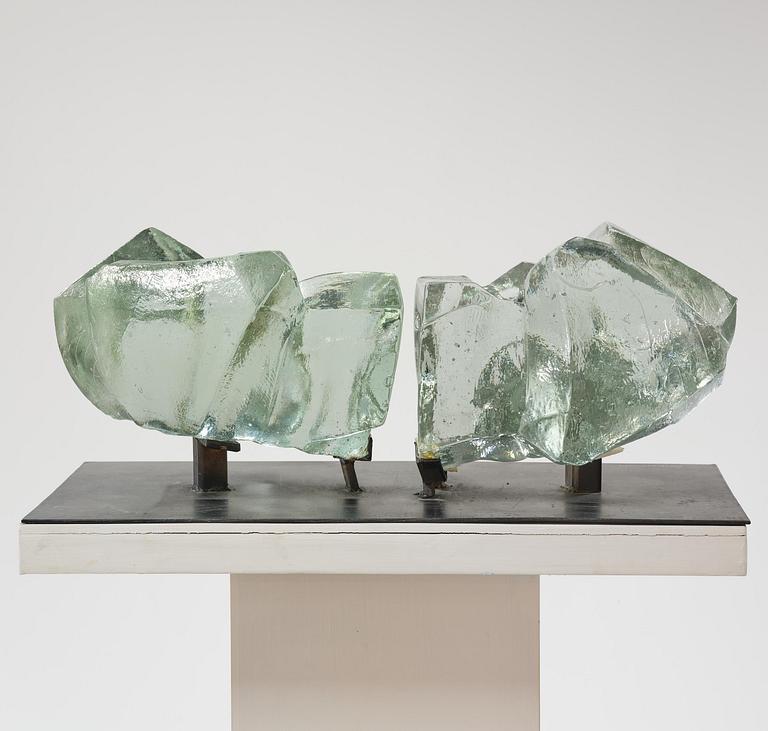 Edvin Öhrström, a cast glass sculpture, Lindshammar Glassworks, 1976, ed. 1/9.