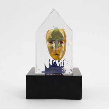 Bertil vallien, a glass block sculpture, Kosta Boda, Sweden, signed and numbered 7/1000.