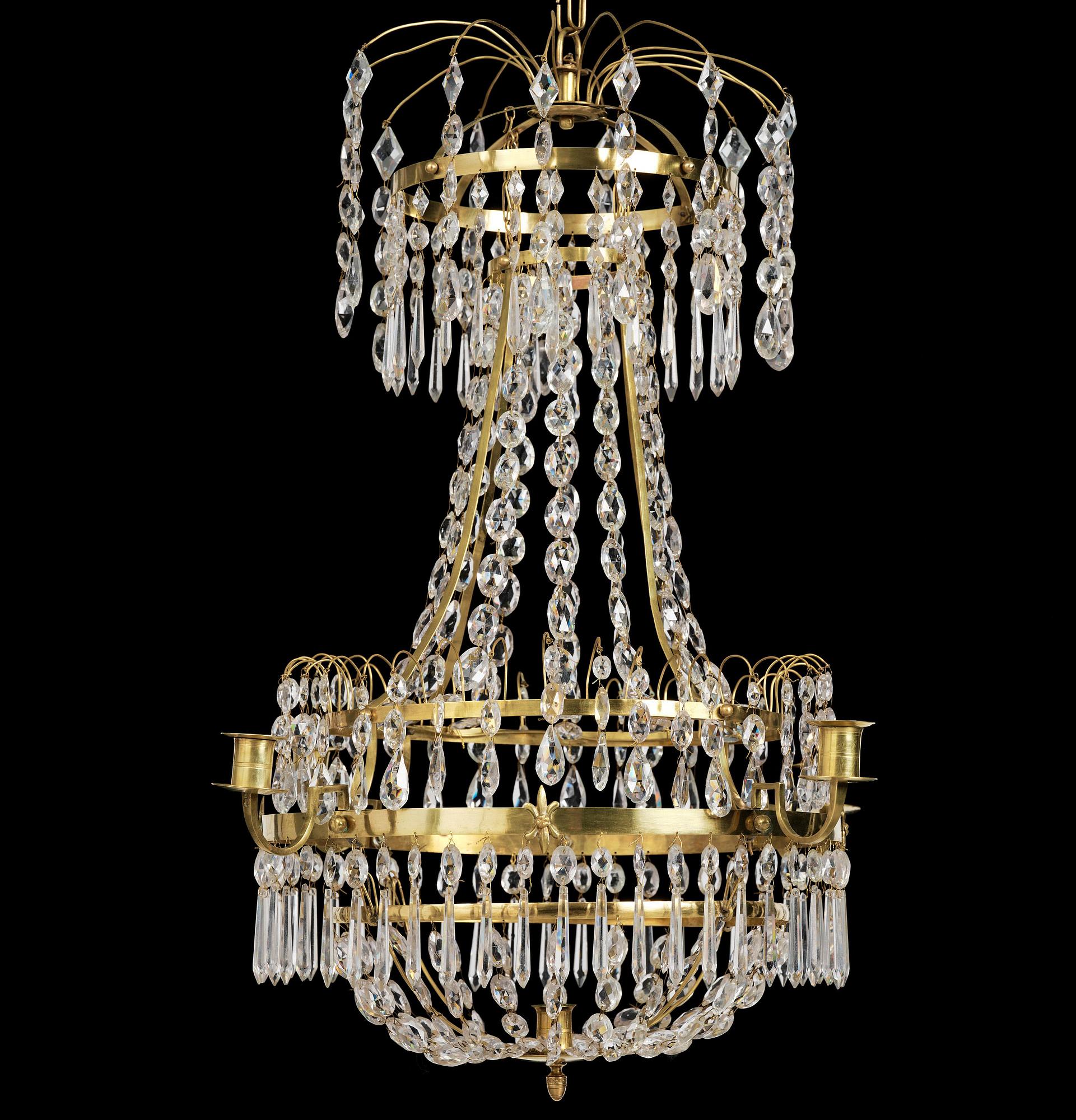 Ljuskrona, för fem ljus, Sverige, 1700-talets slut, Sengustaviansk.