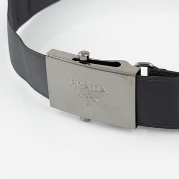 Prada, A grey nylon belt.