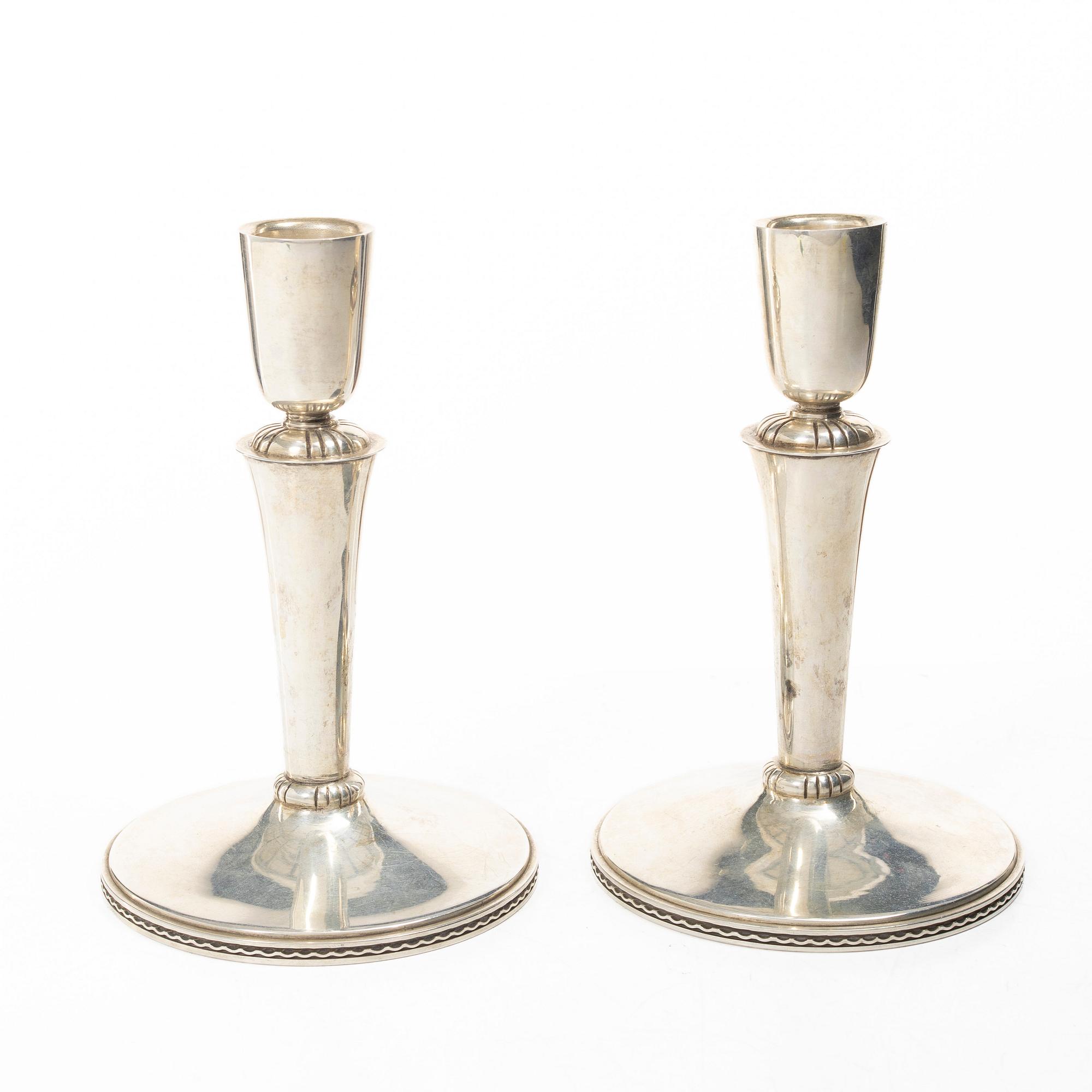 Eric Råström, Candlesticks, a pair, silver, Stockholm 1952.