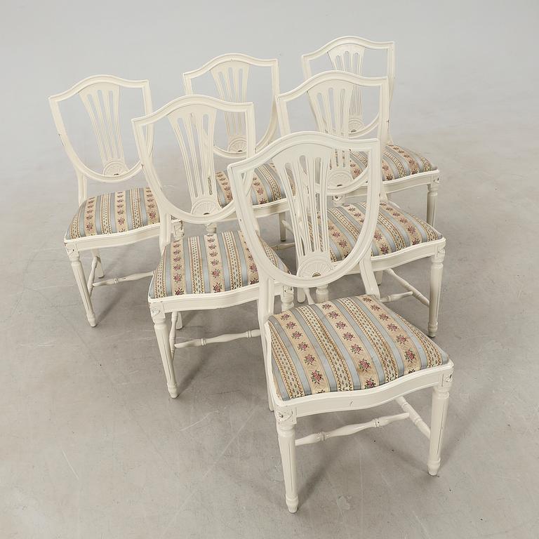 Dining set, 7 pieces, Gustavian style, mid-20th century.