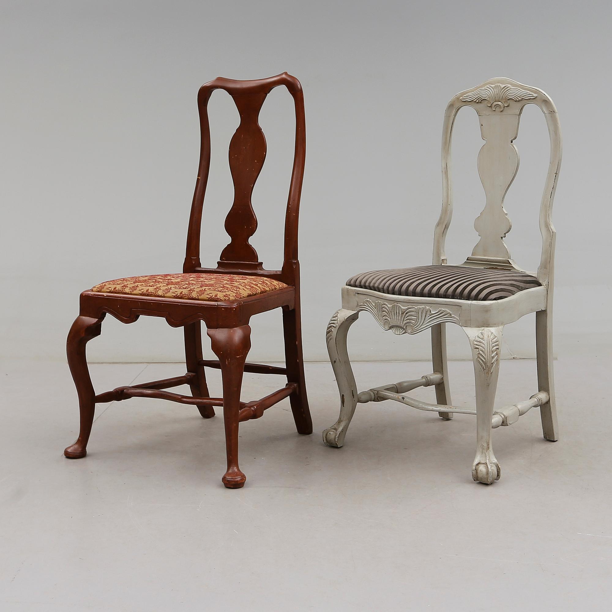 STOLAR, 2 st, senbarock samt senbarockstil, 1700-/1900-tal.