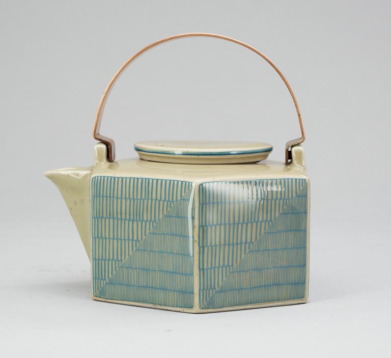 A Signe Persson Melin stoneware 'Six-sided' teapot, Rörstrand.