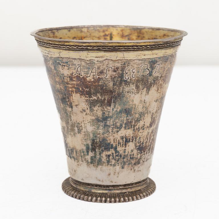 A Swedish silver beaker, mark of Olof Fernlöf, Gothenburg (1720–66).