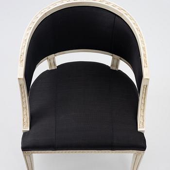 A pair of late Gustavian style armchairs, second half of the 20th century.