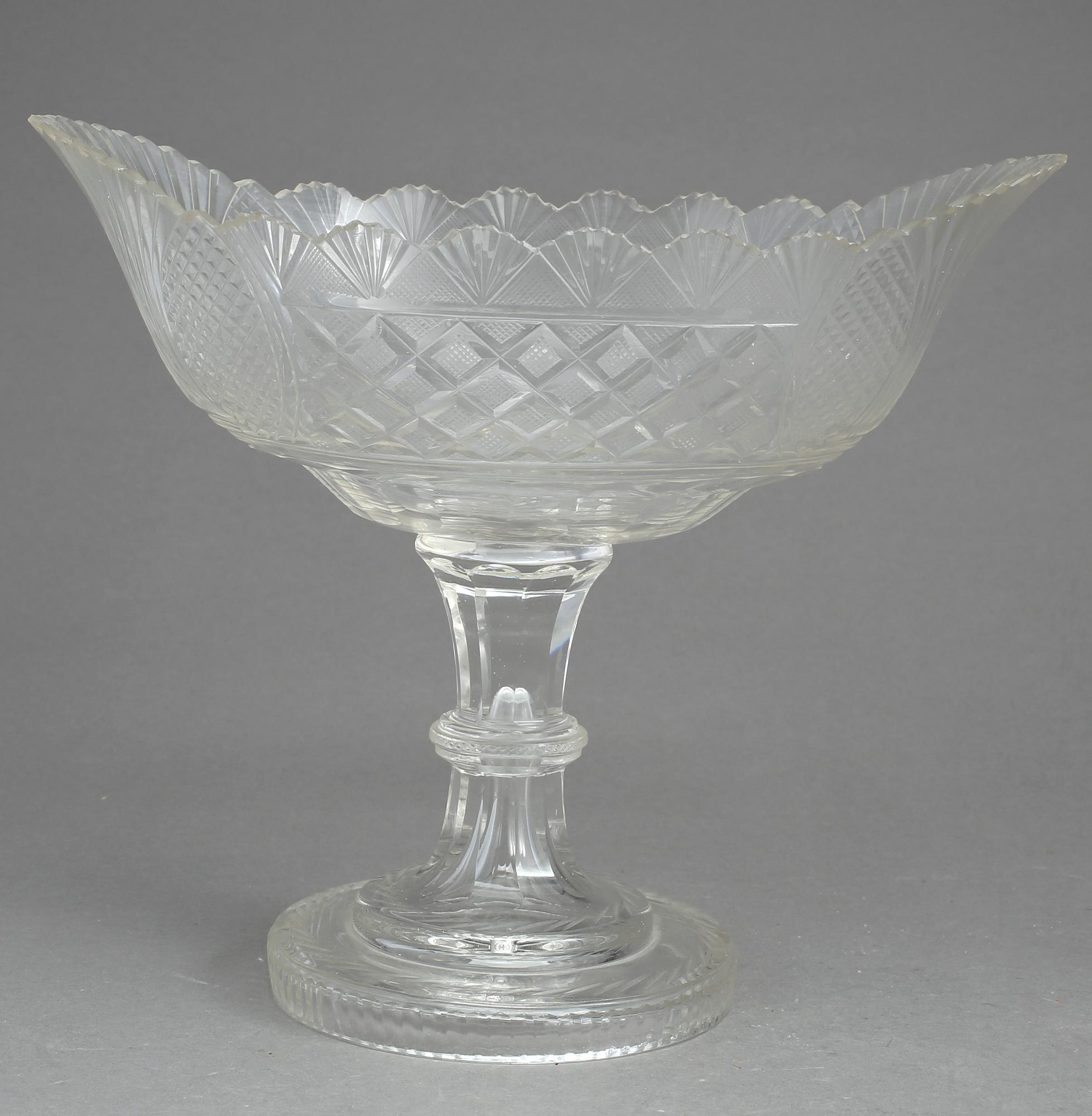 UPPSATSSKÅLAR, ett par, glas, England/Irland, sent 1800-tal.