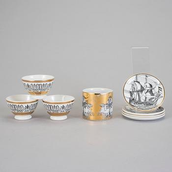 PARTI KERAMIK, 8 st, flintgods, Fornasetti, Italien, 1900-talets mitt.