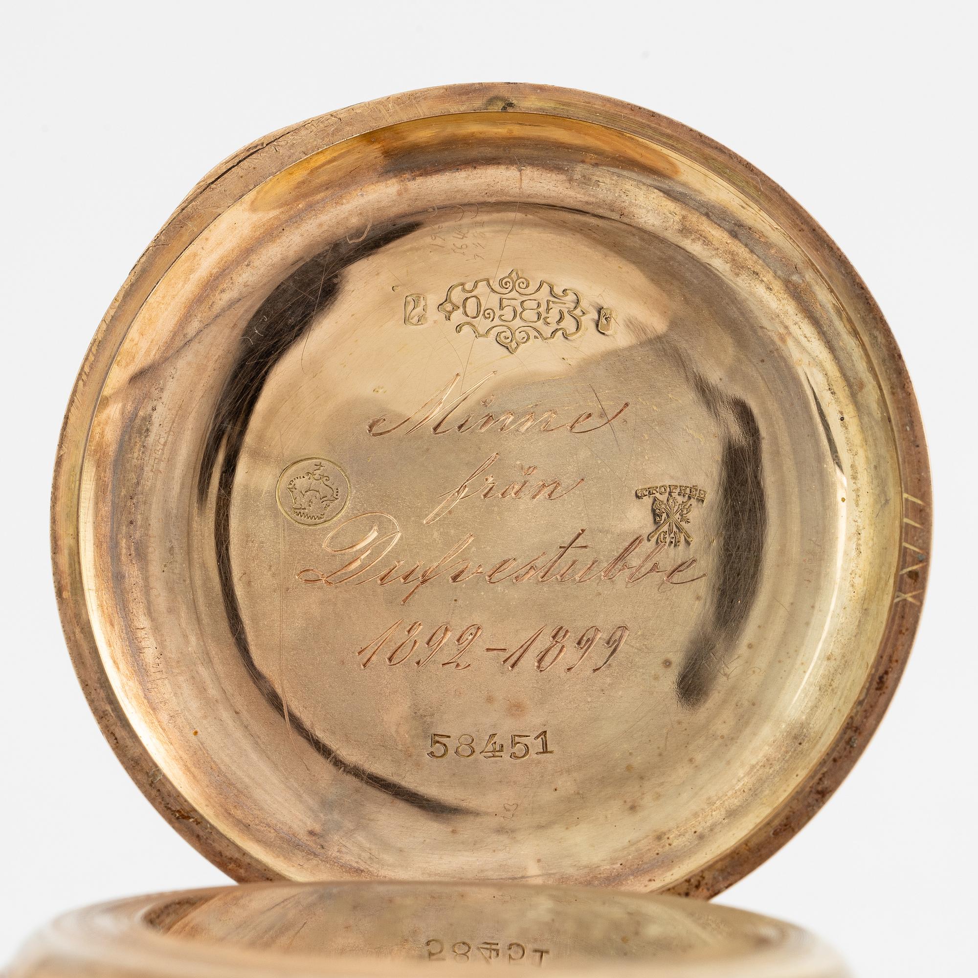 Fickur, 14K guld, savonett, 50 mm.