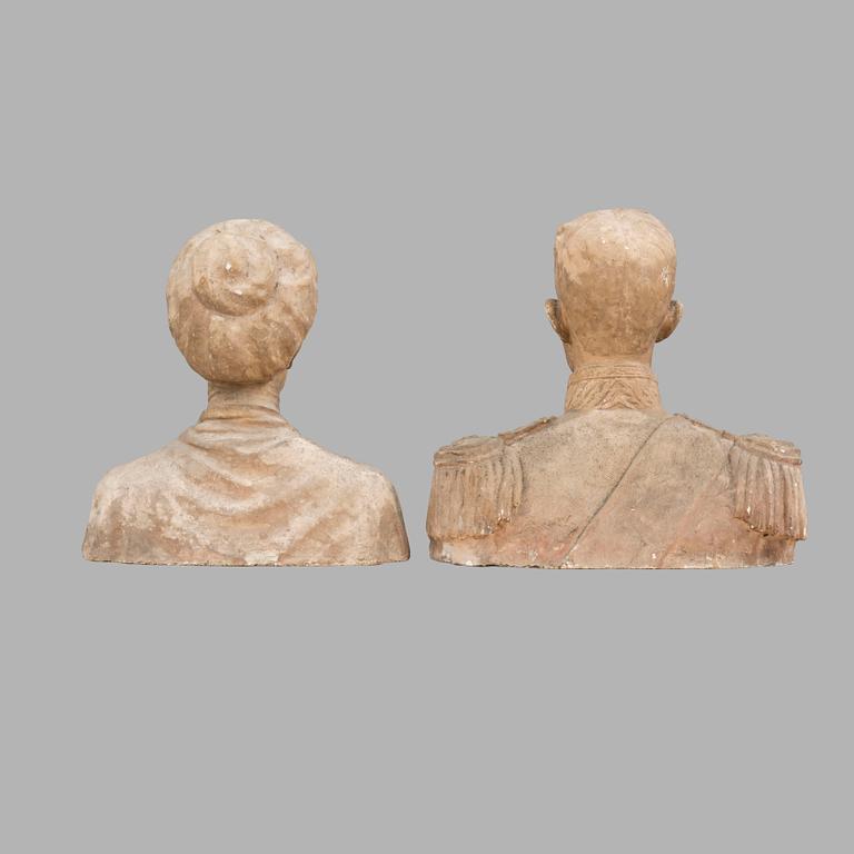 Two plaster sculptures by Sigrid Blomberg, early 20th century.