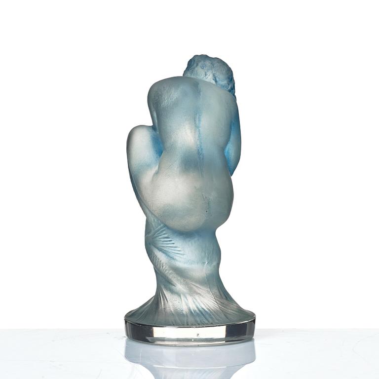 René Lalique, a 'Sirène' frosted and sea blue patinated Art Deco car mascot figurine, France 1920-30s.