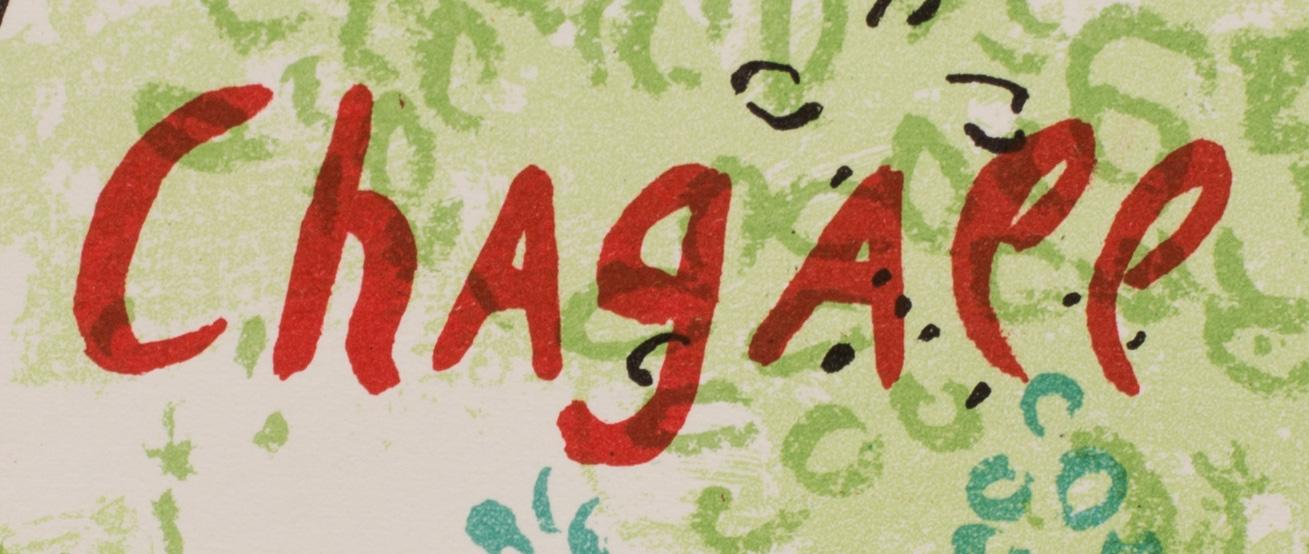 MARC CHAGALL, färglitografi, omslag till Derrière le Miroir no 182, 1969.