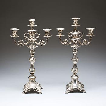 KANDELABRAR, ett par, nysilver, 1900-talets första del.
