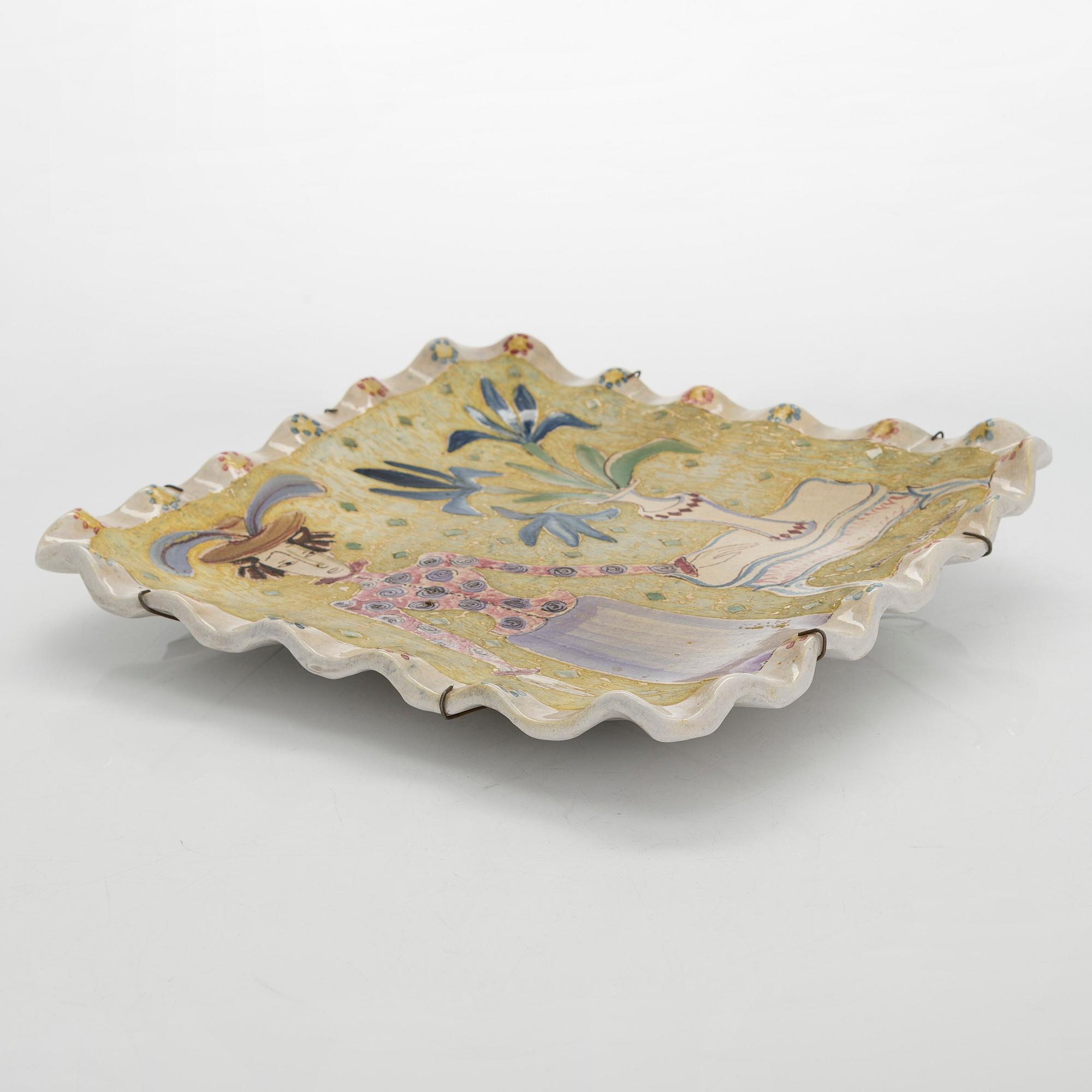 Birger Kaipiainen, väggrelief, stengods, signerad Kaipiainen 1945 Arabia.