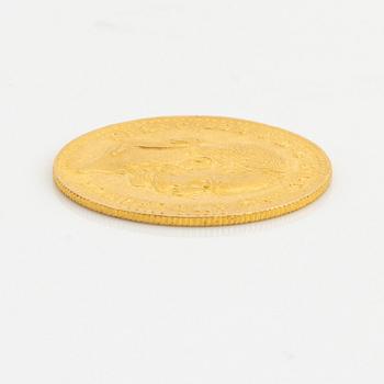 Hängsmycke med mynt, 23K guld, samt mynt, 23K guld, Österrike-Ungern, 1915.