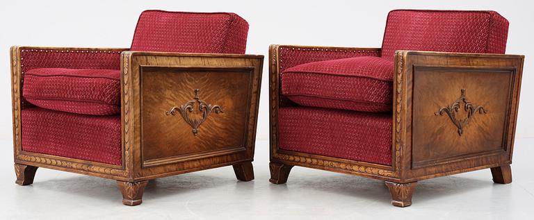 FÅTÖLJER, ett par, art deco, 1900-talets första hälft.