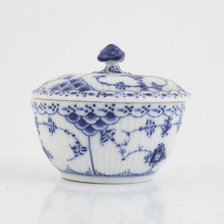 Mocha coffee service, 30 pieces, porcelain, "Musselmalet", full lace and half lace, Royal Copenhagen, Denmark.