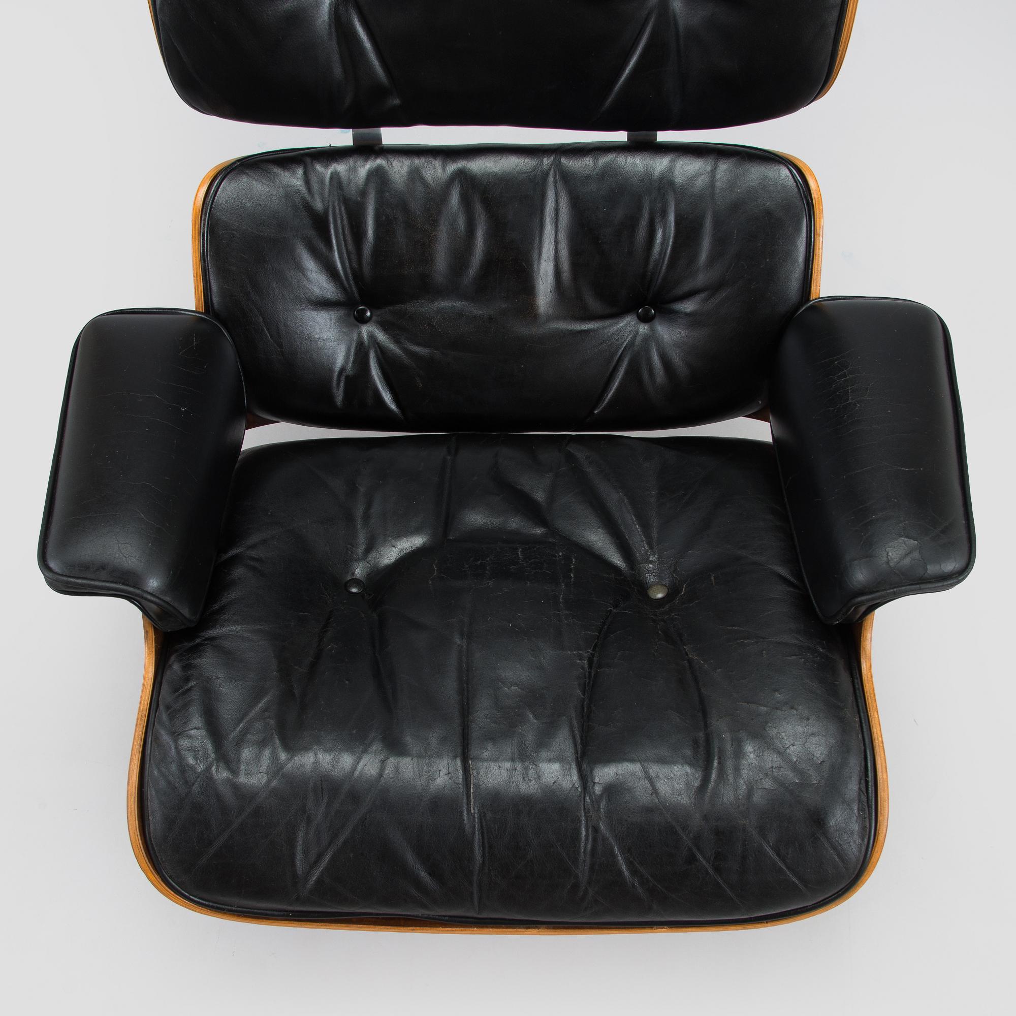 Charles and Ray Eames, a 1960s 'Lounge chair' and stool for Herman Miller.