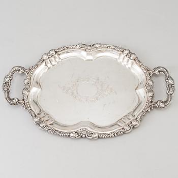 BRICKA, silver, 1800-tal, svenska importstämplar.