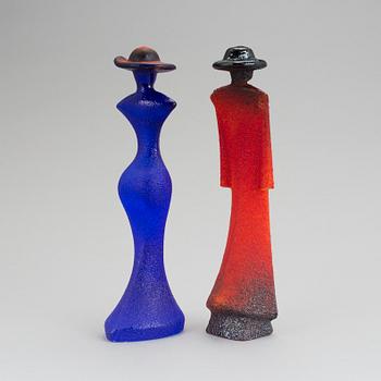 KJELL ENGMAN, figuriner, 2 st, glas. Kost Boda.