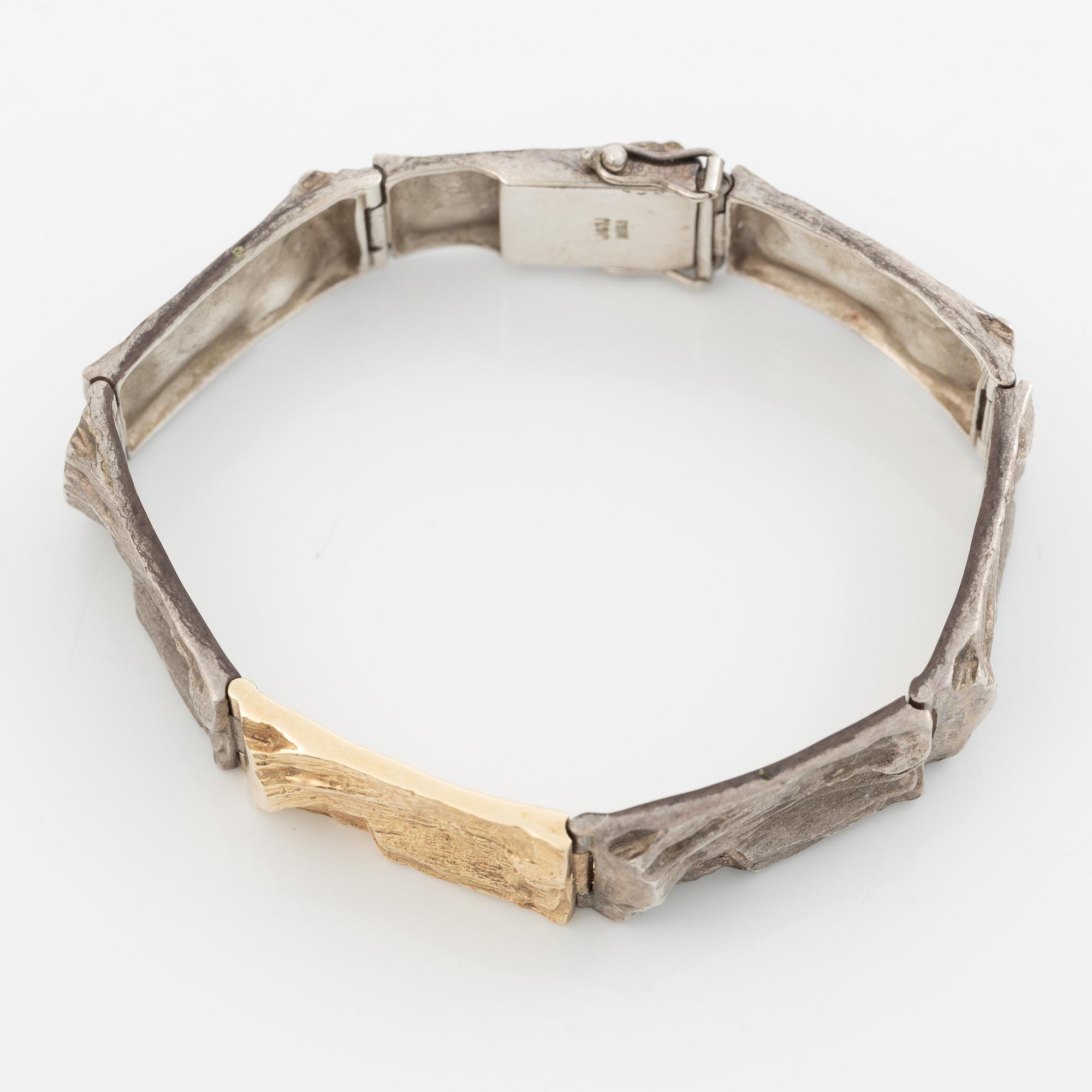 Bracelet, Jens Gregers Toftegaard-Jensen, silver and 14K gold.