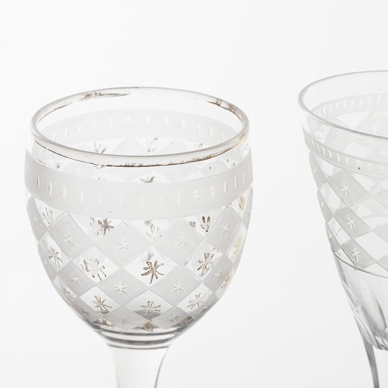 Starkvinsglas, 20 stycken, sengustavianska, olika manufakturer.