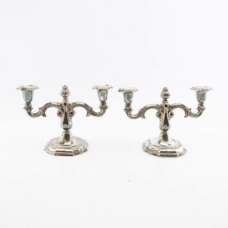 Candelabras a pair of sterling silver CG Hallberg Stockholm 1959.