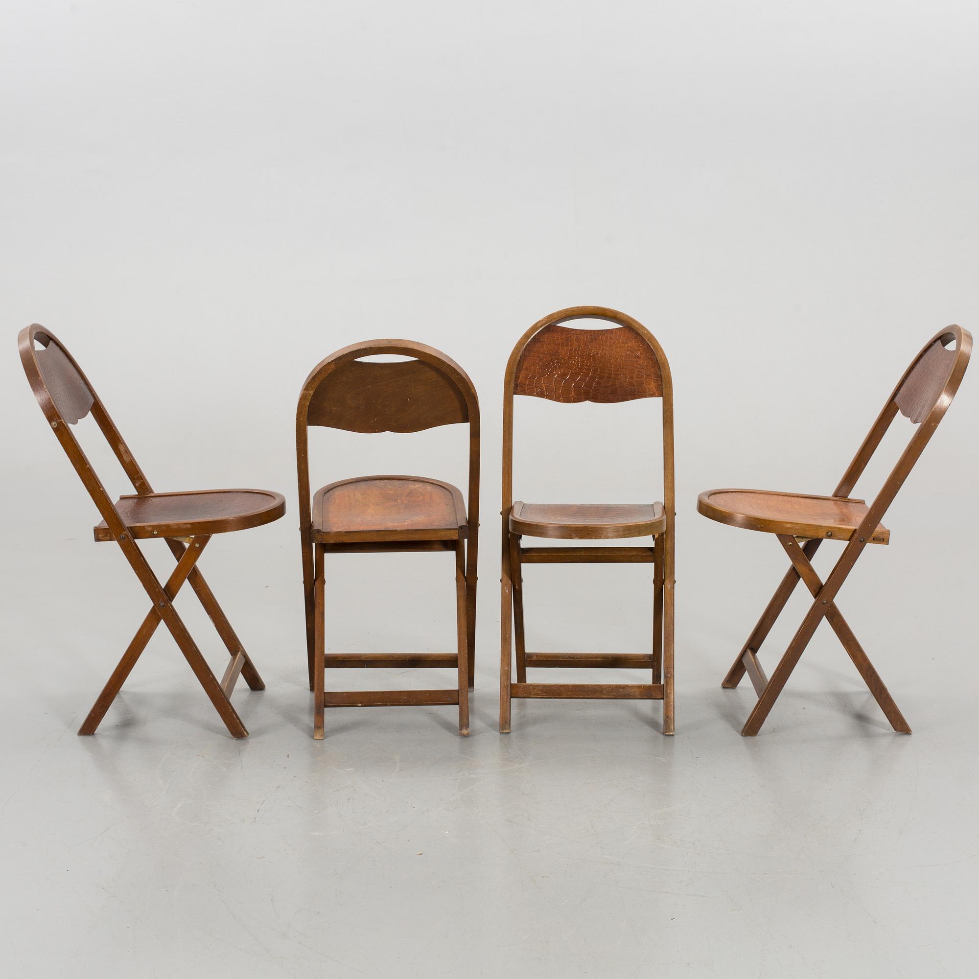 Four mid 20th century Luterma folding chairs, Estonia.