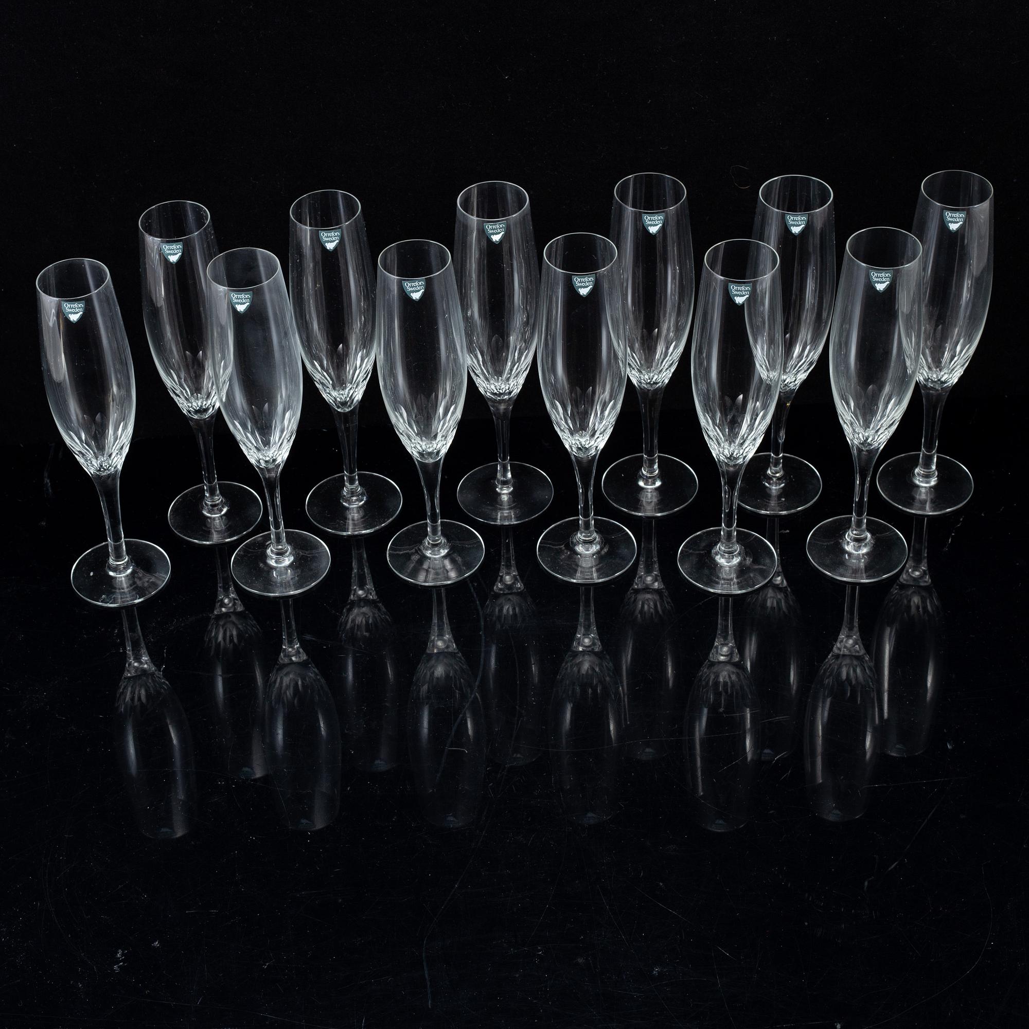 NILS LANDBERG, champagneglas, 12 st, "Prelude", Orrefors.