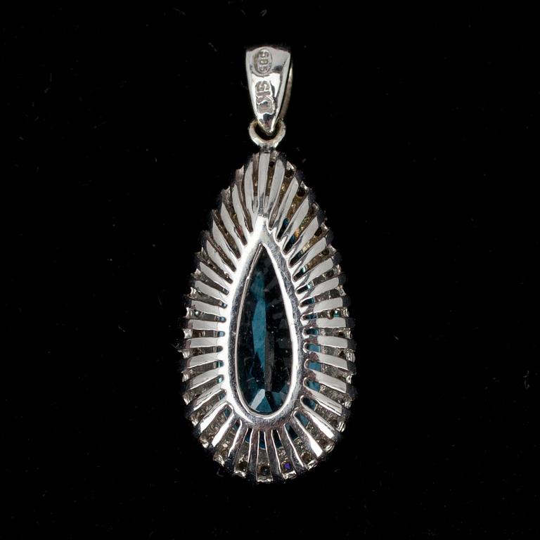 HÄNGE, vitguld 14K, diamanter tot. 0,17 ct samt topas. Med intyg.