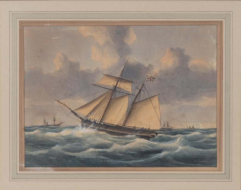 François Carlebur, Toppseglarskonaren "Amtia" vid Dover.