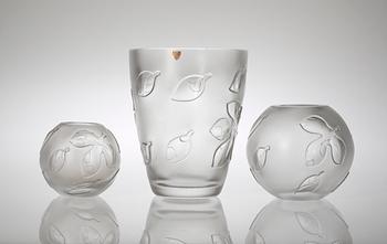 703. A set of three Sven Palmqvist cut glass vases, Orrefors circa 1940, model 2138.