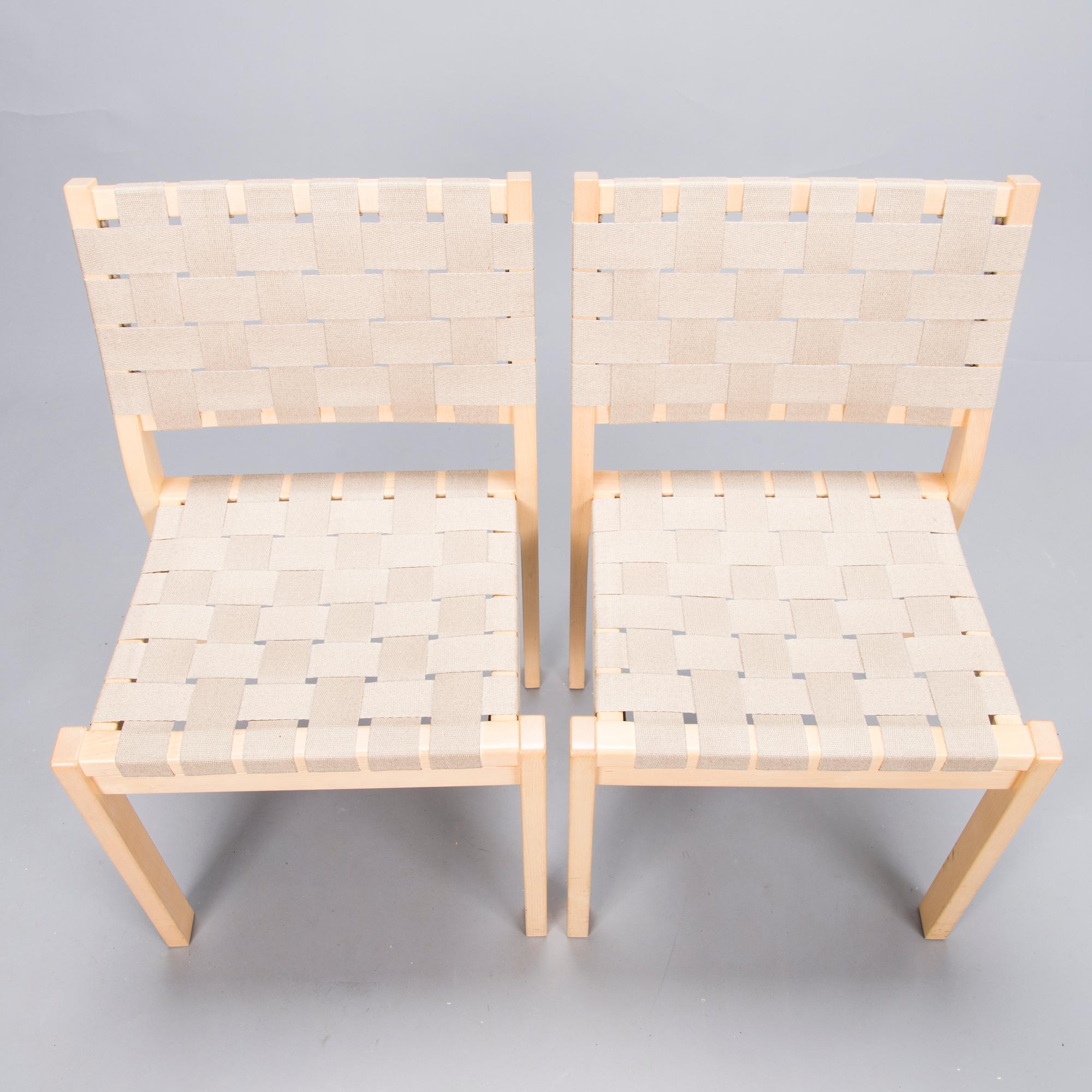 ALVAR AALTO, A set of four '611' chairs for Artek, 2010.