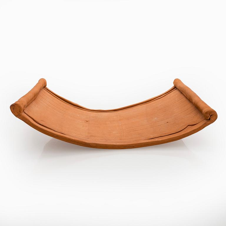 Kyllikki Salmenhaara, a 'winding' red clay sculpture, signed KS.