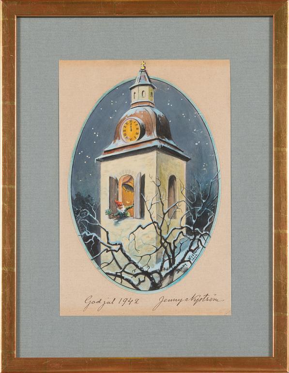 Jenny Nyström, akvarell/gouache, signerad och daterad 1942.