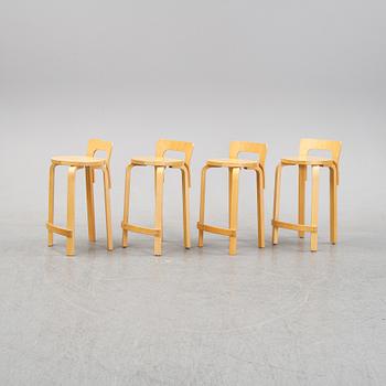 A pair of 'K65' bar stools designed by Alvar Aalto, second half of the 20th century.