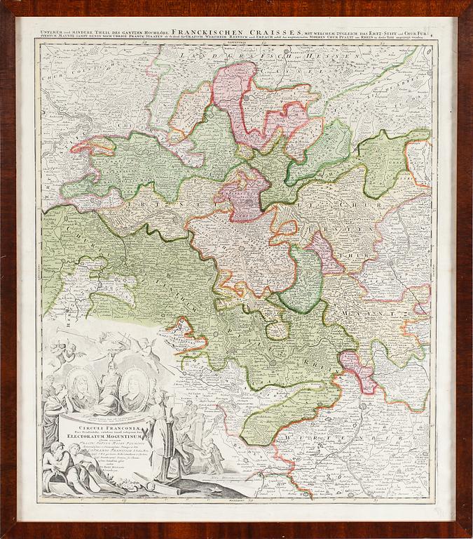KARTA, kopparstick, "Franckischen Craisses", Joh Bapt Homan, Nürnberg ca 1720.