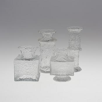 A lot of four, TIMO SARPANEVA GLASS VASES, Finlandia-series, signed TS.