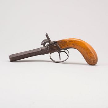 A PERCUSSION PISTOL, mid 19th century.