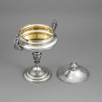 SKÅL PÅ FOT, silver, Lars Larson & Co, Göteborg 1887.