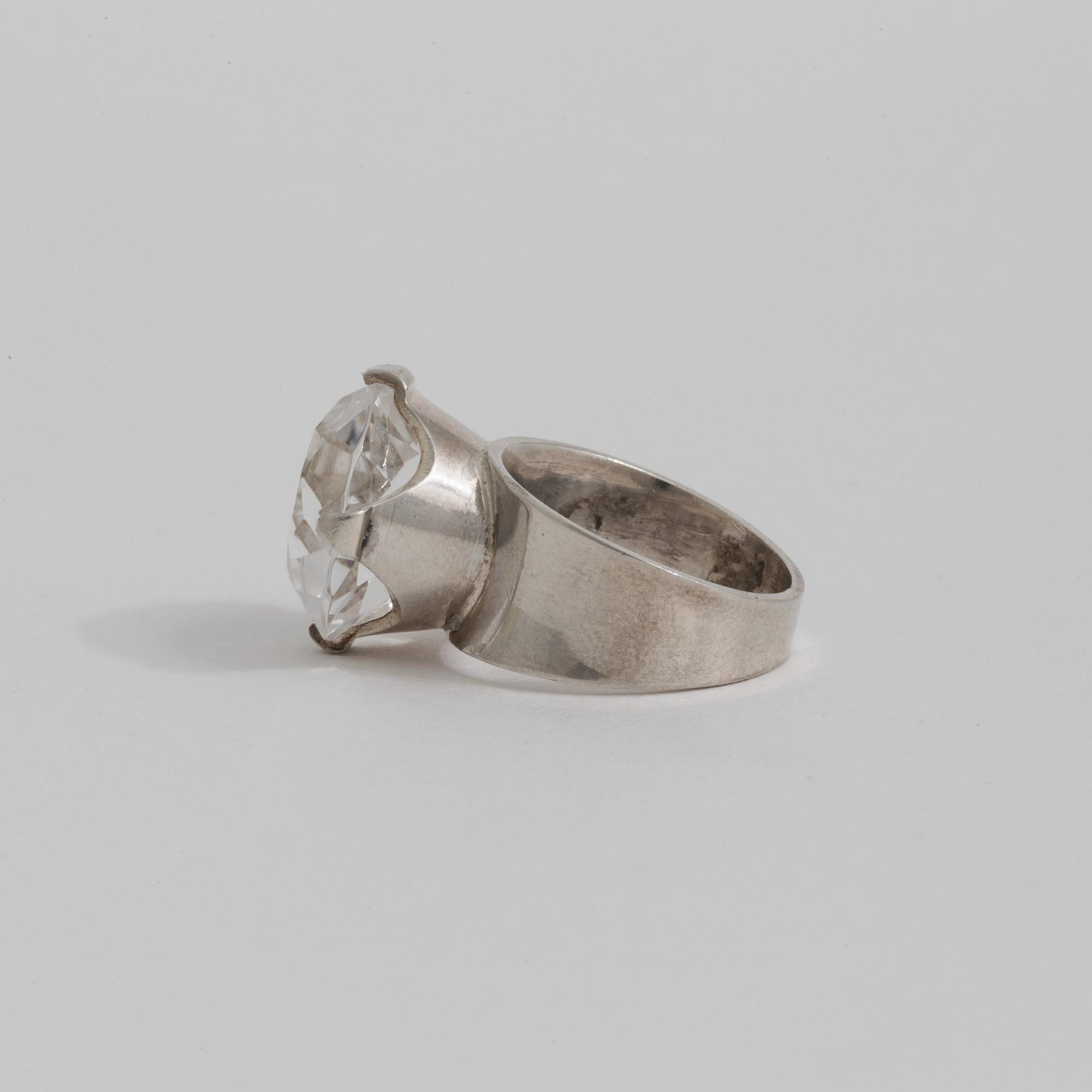 A rock crystal ring by  Waldemar Jonsson, Skara, 1968.