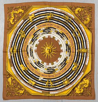 A Hermès silk scarf "Astrologi / Dies et Hore" designed by Francoise Faconnet 1963.