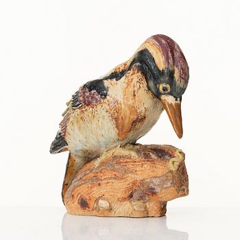 Tyra Lundgren, a stoneware sculpture of a woodpecker, Gustavsberg Sweden, 1940s.