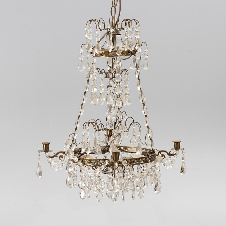 A Gustavian style chandelier, first half of the 20th century.