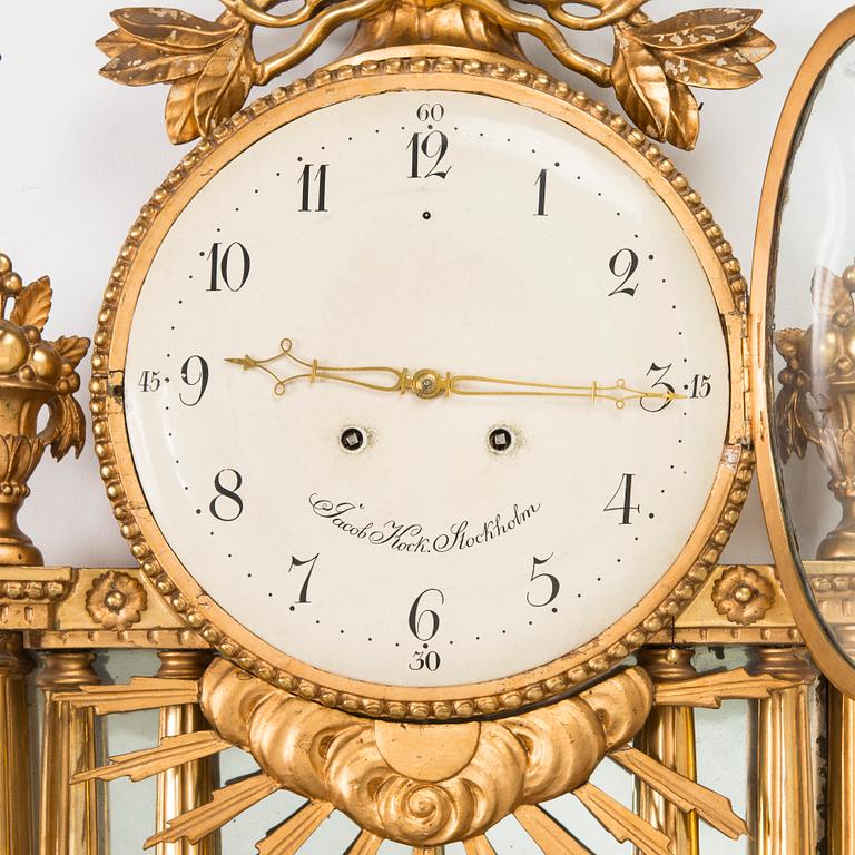 A late gustavian wall clock by Jacob Kock (clockmaker in Stockholm 1762-1803).