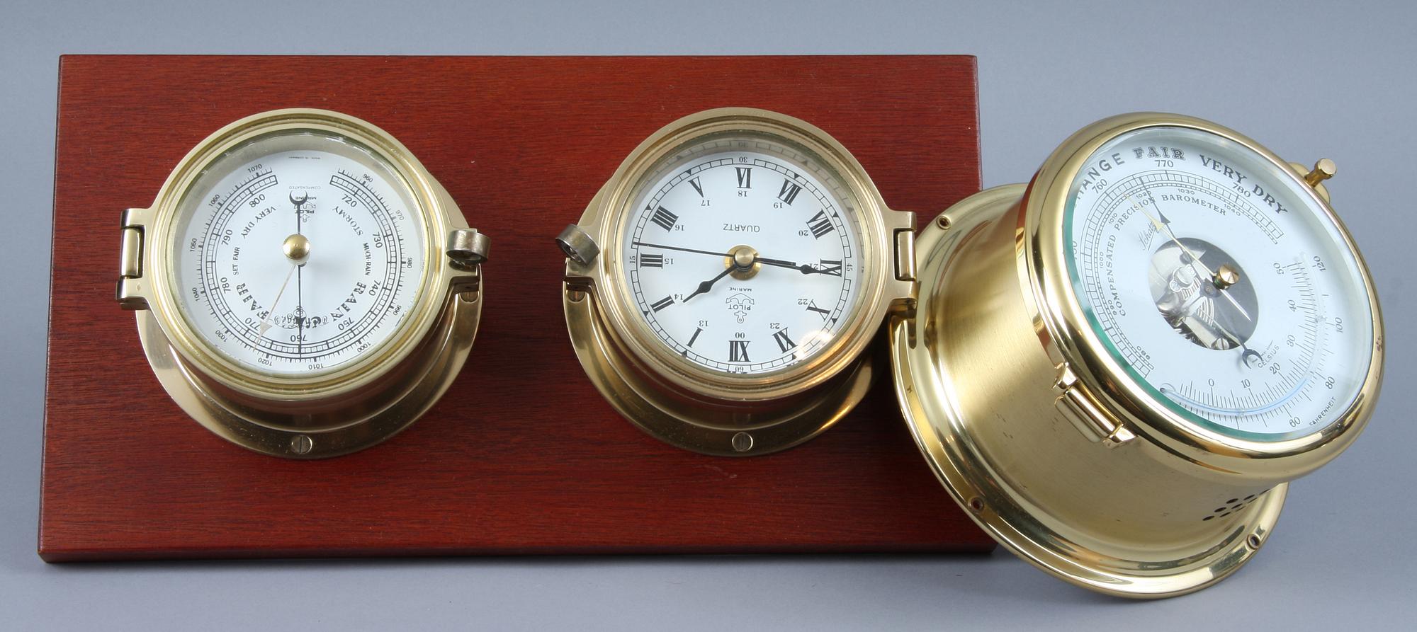 BAROMETER, Schatz samt BAROMETER och VÄGGUR, Pilot Marine, Tyskland. 1900-talets sista kvartal.