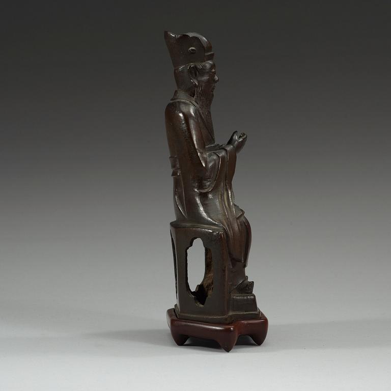DAOISTISK GUDOM, brons. Qing dynastin, 17/1800-tal.