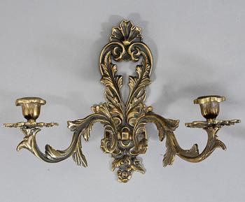 VÄGGAPPLIQUER, ett par, rokokostil, Ystad metall, 1900-talets början.